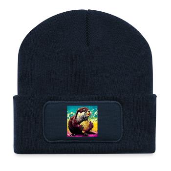 loutre - Beanie recyclé à patch - bleu marine - Devant