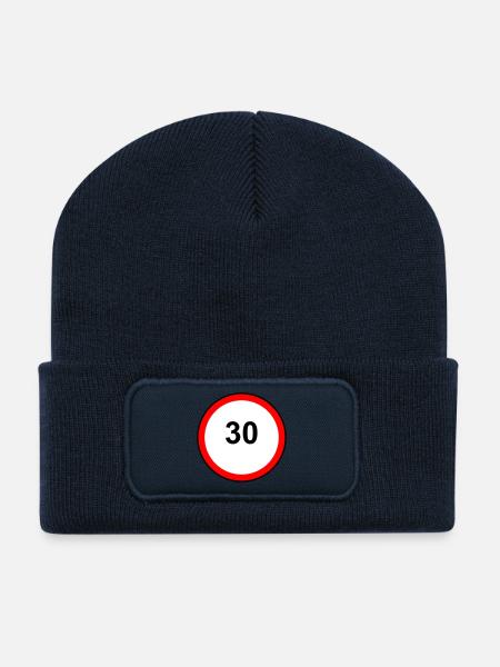 Tempo 30 Motif de signe - Beanie recyclé à patch - bleu marine