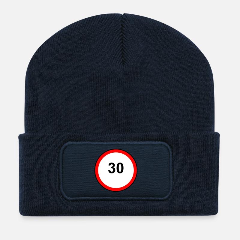 Tempo 30 Sign Pattern - Recycled Patch Beanie - french navy