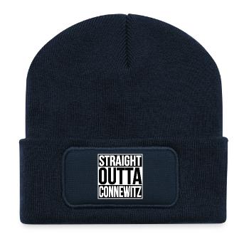 STRAIGHT OUTTA CONNEWITZ - Recycelte Patch Beanie - French Navy - Vorne