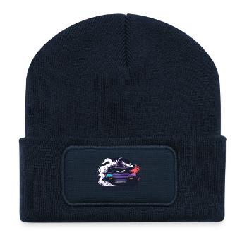 Sorcière sur roues Neon Ride - Beanie recyclé à patch - bleu marine - Devant