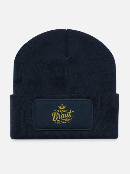 Team Braut Gold Glitzer - Recycelte Patch Beanie - French Navy