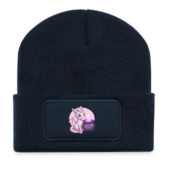 Dragon mignon avec chaudron magique – Fantasy Art - Beanie recyclé à patch - bleu marine - Devant