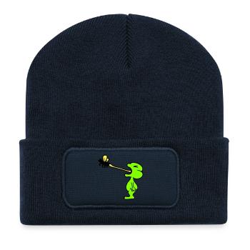 Frosch fängt Fliege Zunge Mücke essen hunger Kröte - Recycelte Patch Beanie - French Navy - Vorne