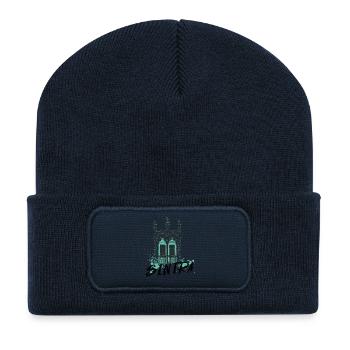 Manuelinisches Fenster in blau, Sintra, Portugal - Recycelte Patch Beanie - French Navy - Vorne