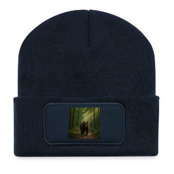 Sunbeams Bear in Forest - Recycled Patch Beanie - french navy - Front