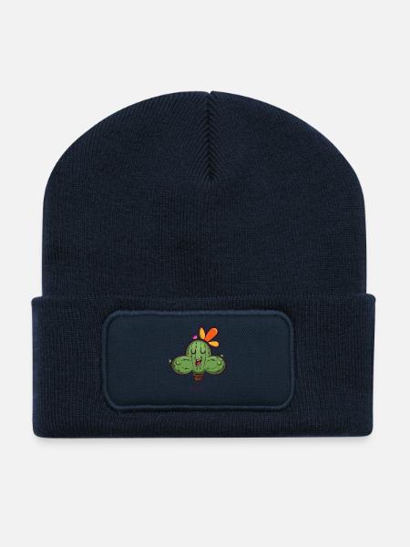 Cactus Hug Me Cartoon - Recycled Patch Beanie - french navy