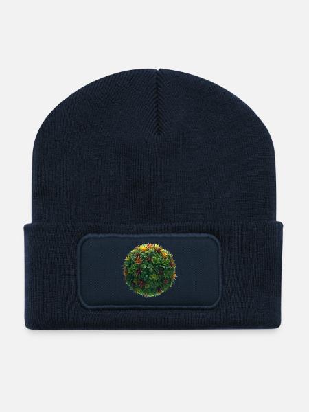 Boule de plantes tropicales - Beanie recyclé à patch - bleu marine