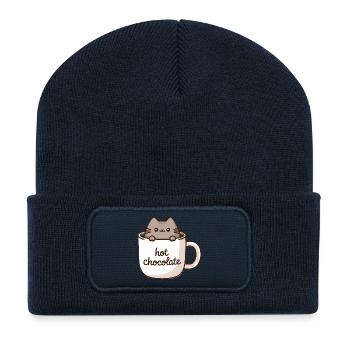 Cats in a Mug – Hot Cocoa Charm - Recycled Patch Beanie - french navy - Front