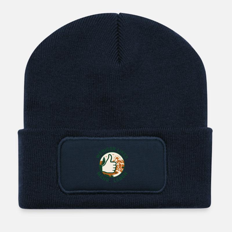 Fewer likes, more lives! - Recycled Patch Beanie - french navy