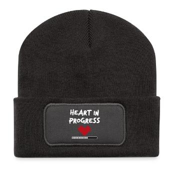 HEART IN PROGRESS Statement - Recycled Patch Beanie - dark grey - Front
