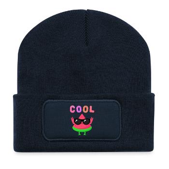 Wassermelonen-Held mit Brille - Recycelte Patch Beanie - French Navy - Vorne