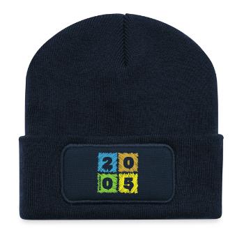 20. Geburtstag Farbige Patches since 11/2005 - Recycelte Patch Beanie - French Navy - Vorne