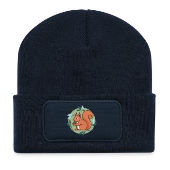 Écureuil - Beanie recyclé à patch - bleu marine - Devant