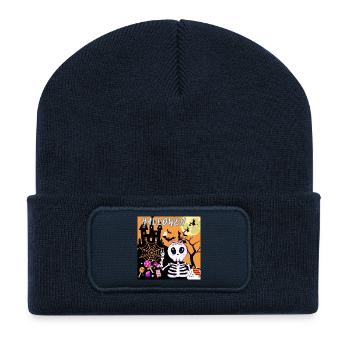 Cute Halloween Skeleton with Candy - Recycled Patch Beanie - french navy - Front