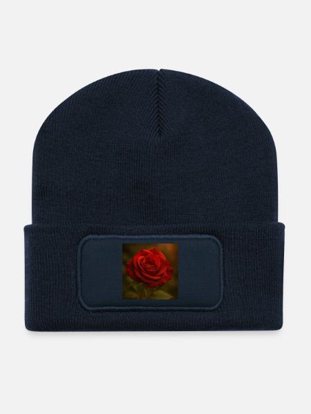 Nature - Fleurs - Rose - Beanie recyclé à patch - bleu marine