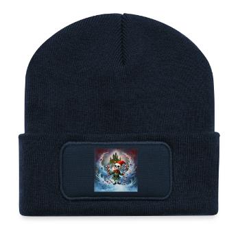 Weihnachten Skelett Elf - Recycelte Patch Beanie - French Navy - Vorne