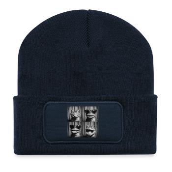 Drôle de grenouille Photo Box Selfie - Beanie recyclé à patch - bleu marine - Devant