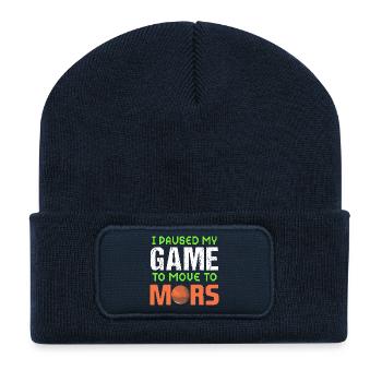 Mars planète espace fusée vintage - Beanie recyclé à patch - bleu marine - Devant