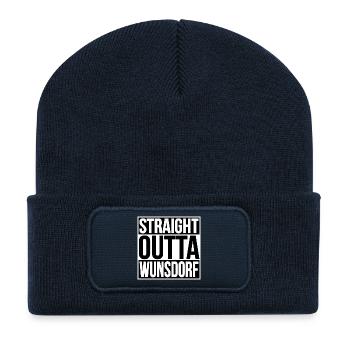 Straight Outta Wunsdorf - Recycelte Patch Beanie - French Navy - Vorne