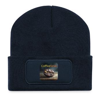 Coffeetime Grain de café avec fermeture éclair - Beanie recyclé à patch - bleu marine - Devant