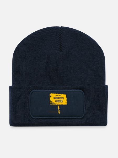 Achtung: Hochdeutsch verboten – Witziges Shirt - Recycelte Patch Beanie - French Navy