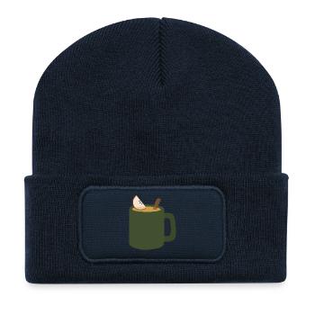 Tasse à cidre de pomme chaud - Beanie recyclé à patch - bleu marine - Devant