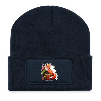 Niedlicher kleiner Fuchs (Comic-Aquarell) - Recycelte Patch Beanie - French Navy - Vorne