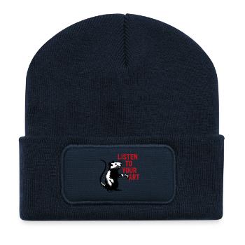 Ratte malt deine Kunst - Recycelte Patch Beanie - French Navy - Vorne