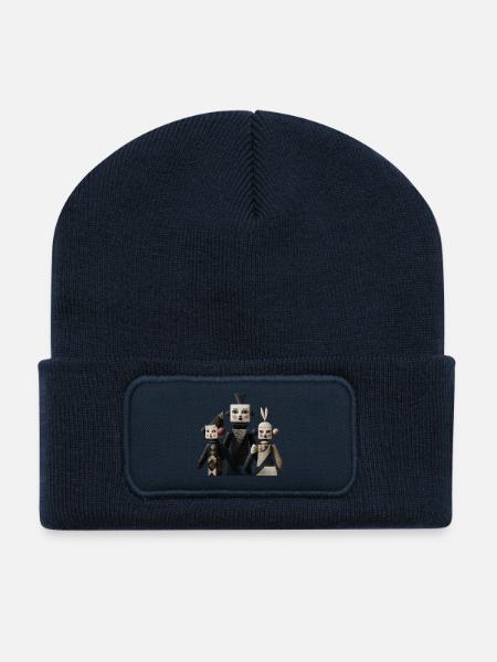 Trio de figures pop géométriques - Beanie recyclé à patch - bleu marine