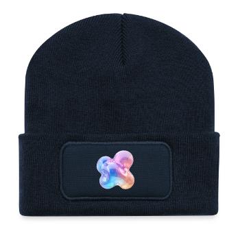 Glossy Pastel Abstract Bubble Design - Recycled Patch Beanie - french navy - Front