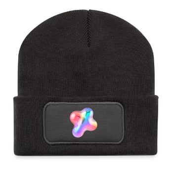 Rainbow Glossy Abstract Blob Design - Recycled Patch Beanie - dark grey - Front