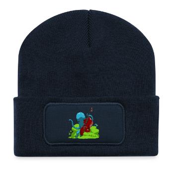 Octopus spielt Bass - Recycelte Patch Beanie - French Navy - Vorne
