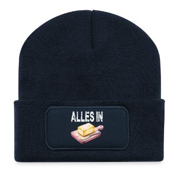 All In Butter Bread Art Humor - Recycled Patch Beanie - french navy - Front