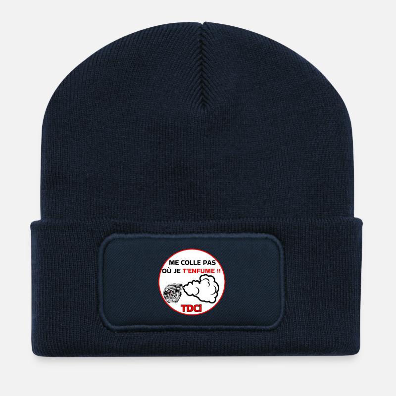 Me colle pas j'enfume  - Beanie recyclé à patch - bleu marine