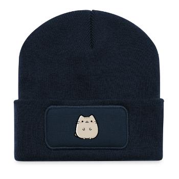 süße kleine Chibi-Katze - Recycelte Patch Beanie - French Navy - Vorne