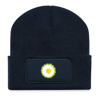 Sunny Daisy Pop Flower - Recycled Patch Beanie - french navy - Front