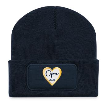 BABY NACHRICHT OPA 2026 HERZ - Recycelte Patch Beanie - French Navy - Vorne