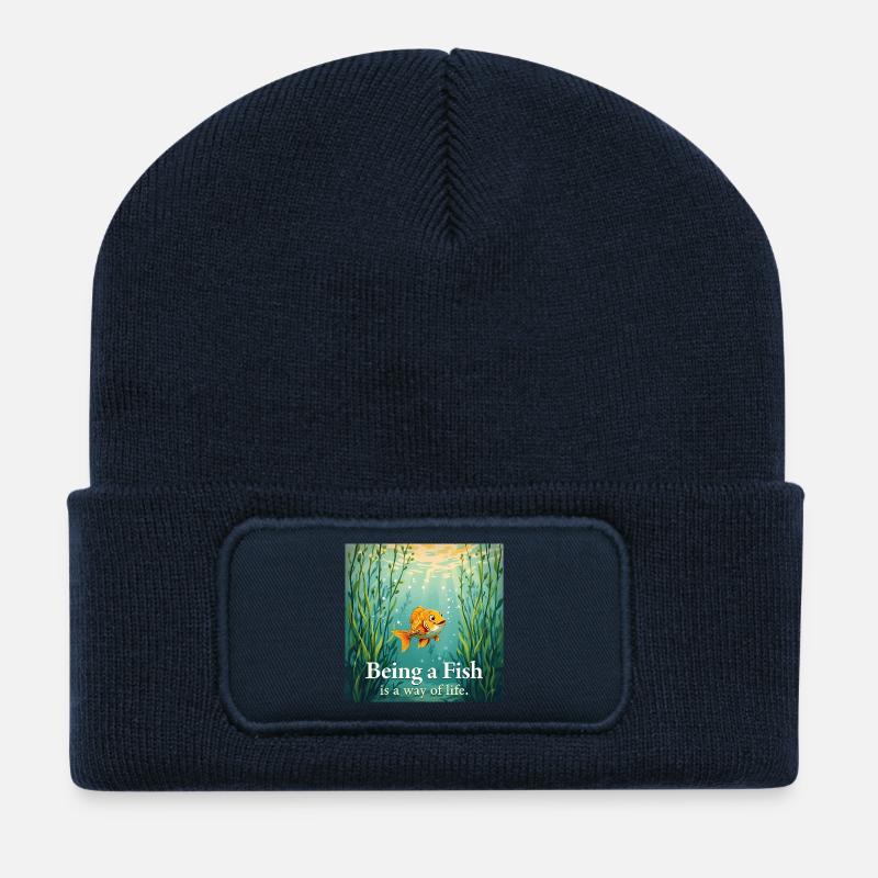 "Being a fish is a way of life." - Recycled Patch Beanie - french navy