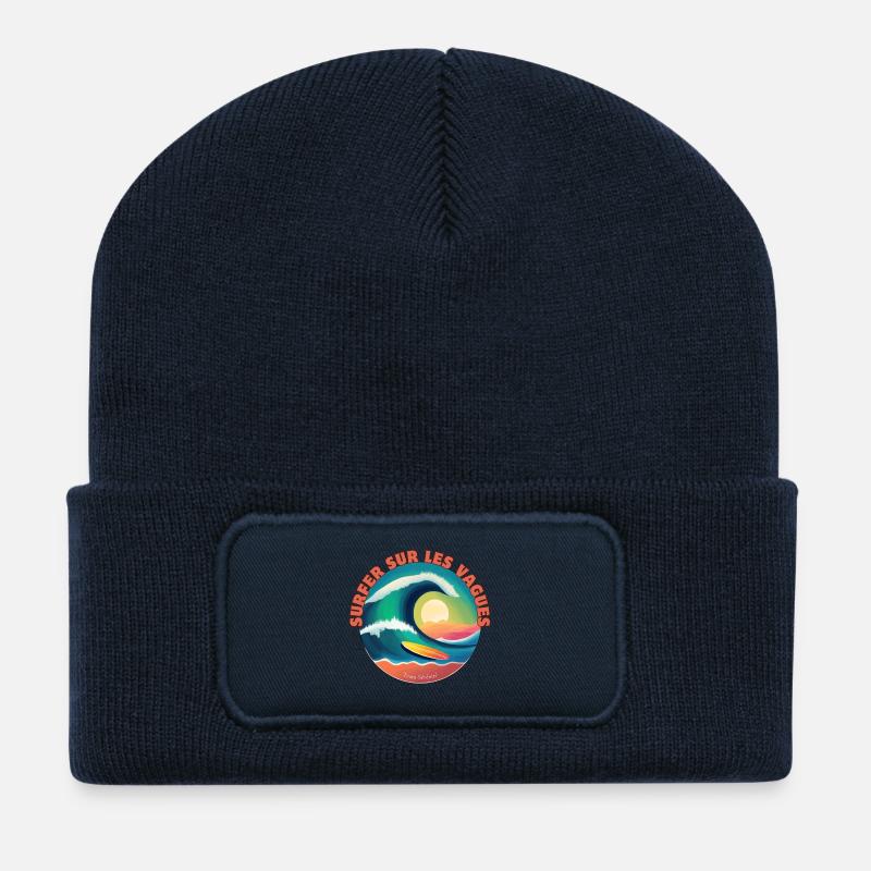 Surfing the waves - Recycled Patch Beanie - french navy