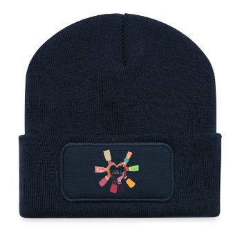 TÖCHTER FÜR EIN BUNTES STADTBILD - Recycelte Patch Beanie - French Navy - Vorne
