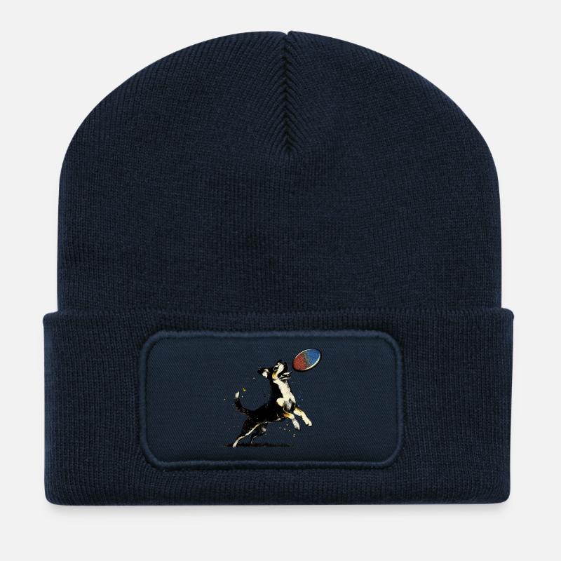 Plaisir du frisbee - Beanie recyclé à patch - bleu marine
