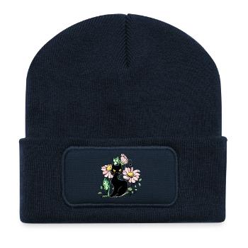 Katze - Recycelte Patch Beanie - French Navy - Vorne