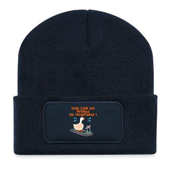 MOTIVATION BEIM GÄNSELAUFEN - Recycelte Patch Beanie - French Navy - Vorne