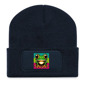 grenouille - Beanie recyclé à patch - bleu marine - Devant