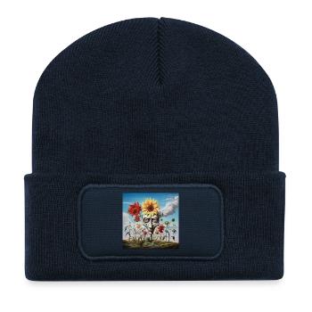 Surreal Sun Head Face - Recycled Patch Beanie - french navy - Front