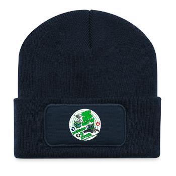 1423-SNOW_BUDDIES_4_EVER_groen-lettres - Beanie recyclé à patch - bleu marine - Devant