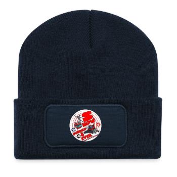 1423-SNOW_BUDDIES_4_EVER_rood-lettres - Beanie recyclé à patch - bleu marine - Devant