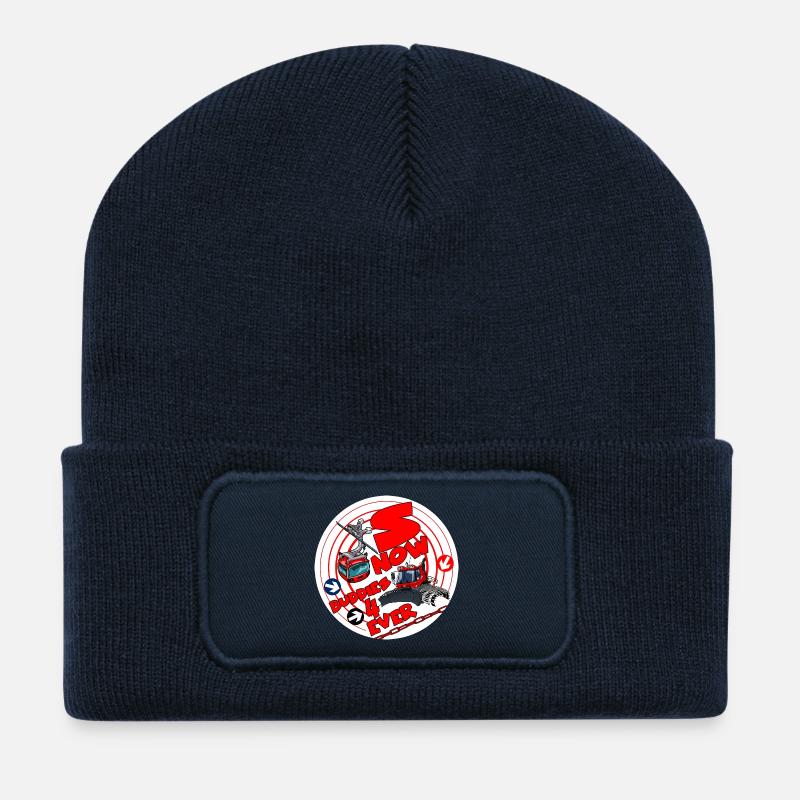 1423-SNOW_BUDDIES_4_EVER_rood-letters - Recycled Patch Beanie - french navy