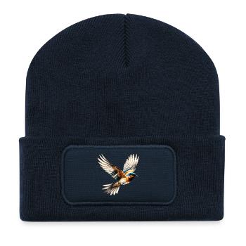 Vibrant Flying Bird Pop Art - Recycled Patch Beanie - french navy - Front